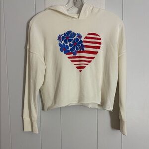 Old Navy White Hoodie with Blue and Red Heart